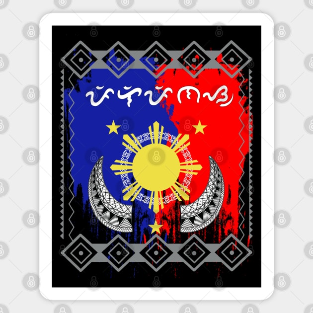 Philippine Flag Sun / Baybayin word Pilipinas (Philippines) Magnet by Pirma Pinas